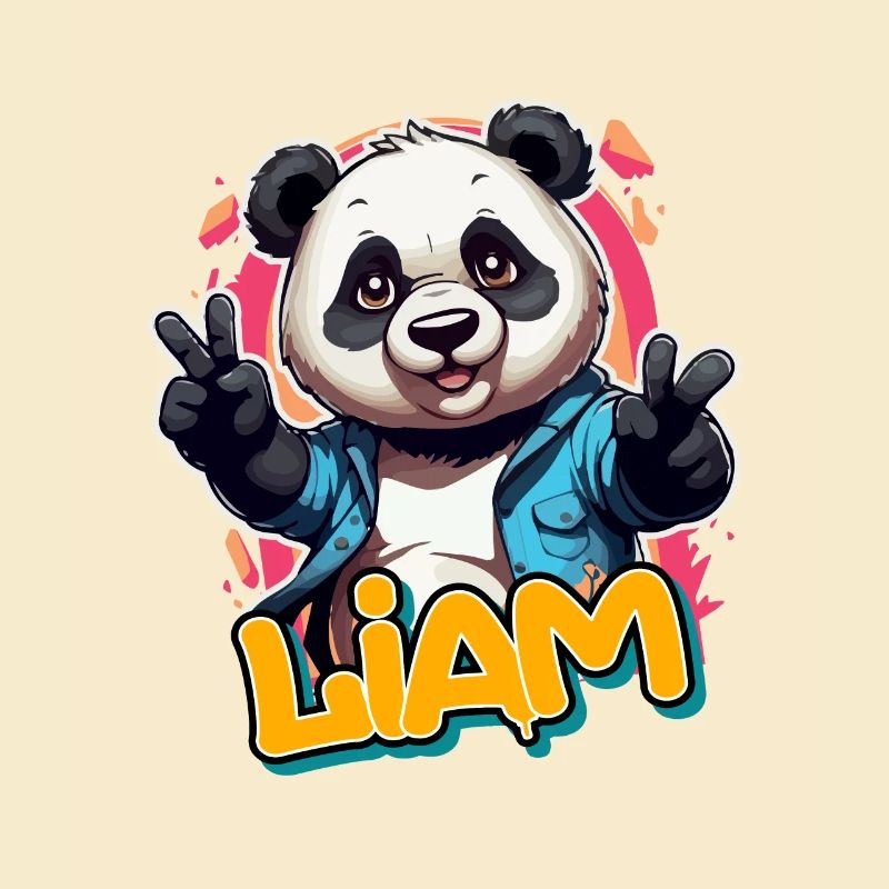 LIAM - Handsome Boy Name with Cool Panda