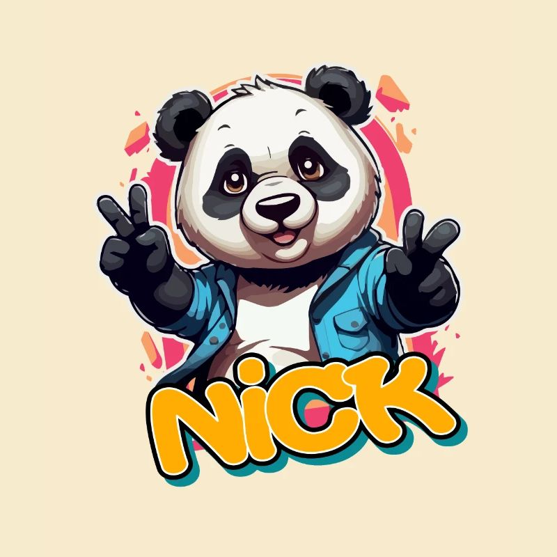 NICK - Beau nom de garçon avec Cool Panda