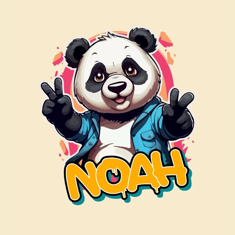NOAH - Beau nom de garçon avec un panda cool