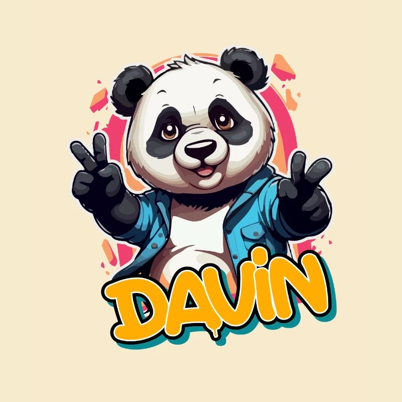 DAVIN - Beau nom de garçon avec Cool Panda