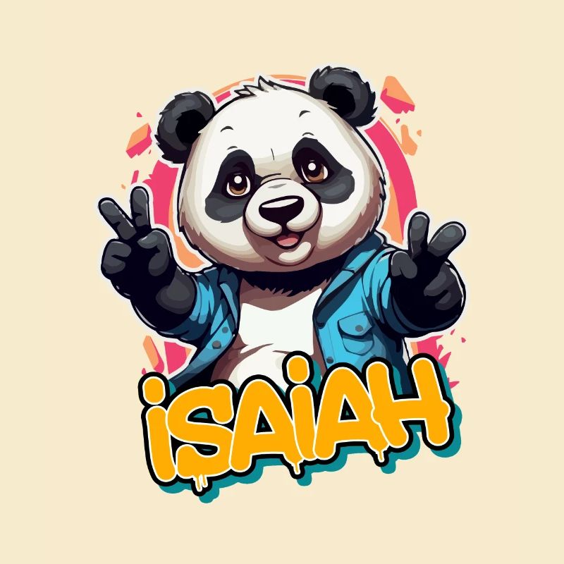 ISAIAH - Handsome Boy Name with Cool Panda