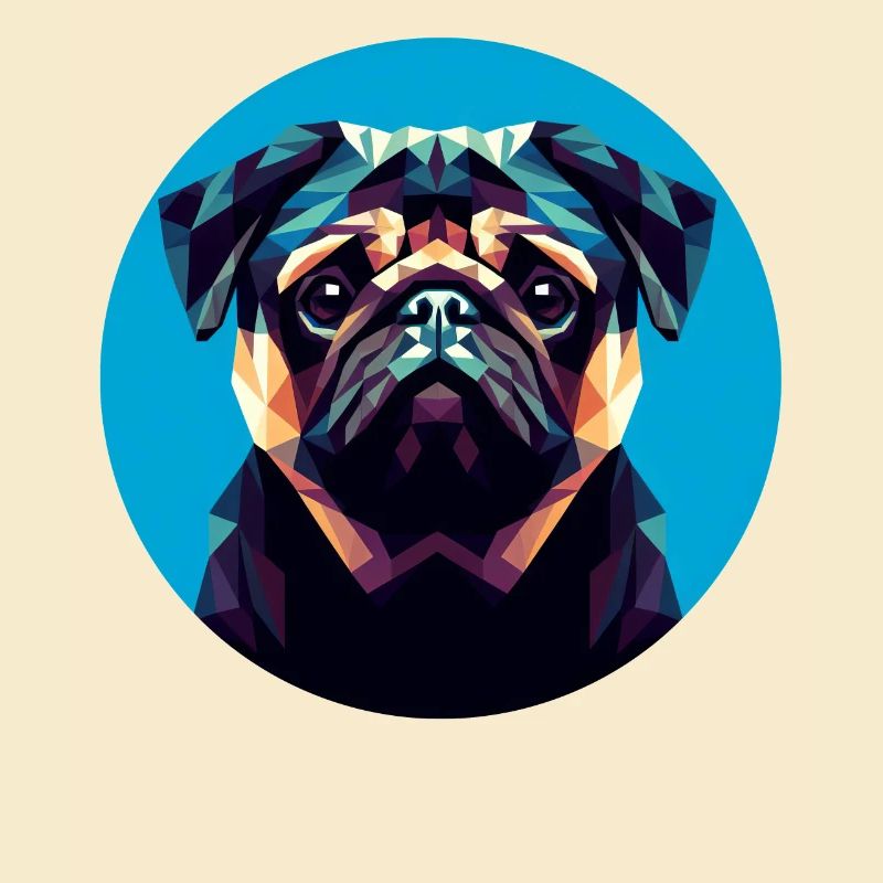Chien carlin mignon dans le style polygonal