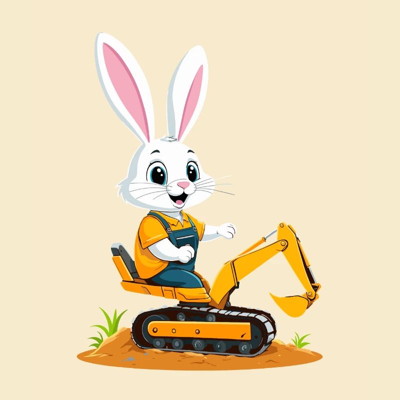 Easter Bunny Excavator Driver Funny Easter Eggs Digging
