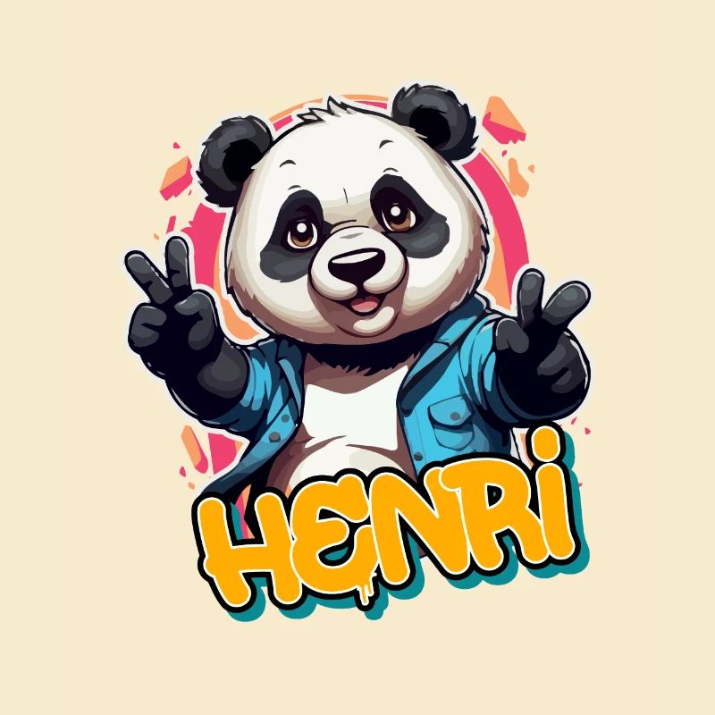 HENRI - Handsome Boy Name with Cool Panda