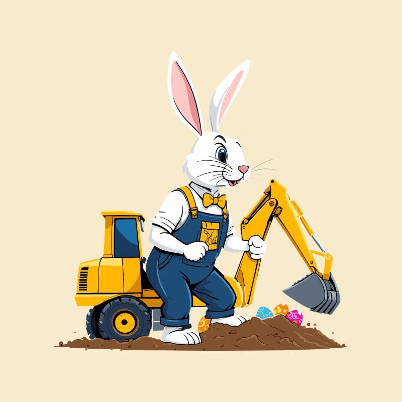 Easter Bunny Excavator Driver Easter Eggs Digging Funny