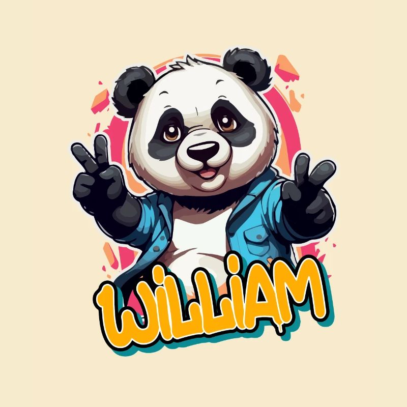 WILLIAM - Beau nom de garçon avec Cool Panda