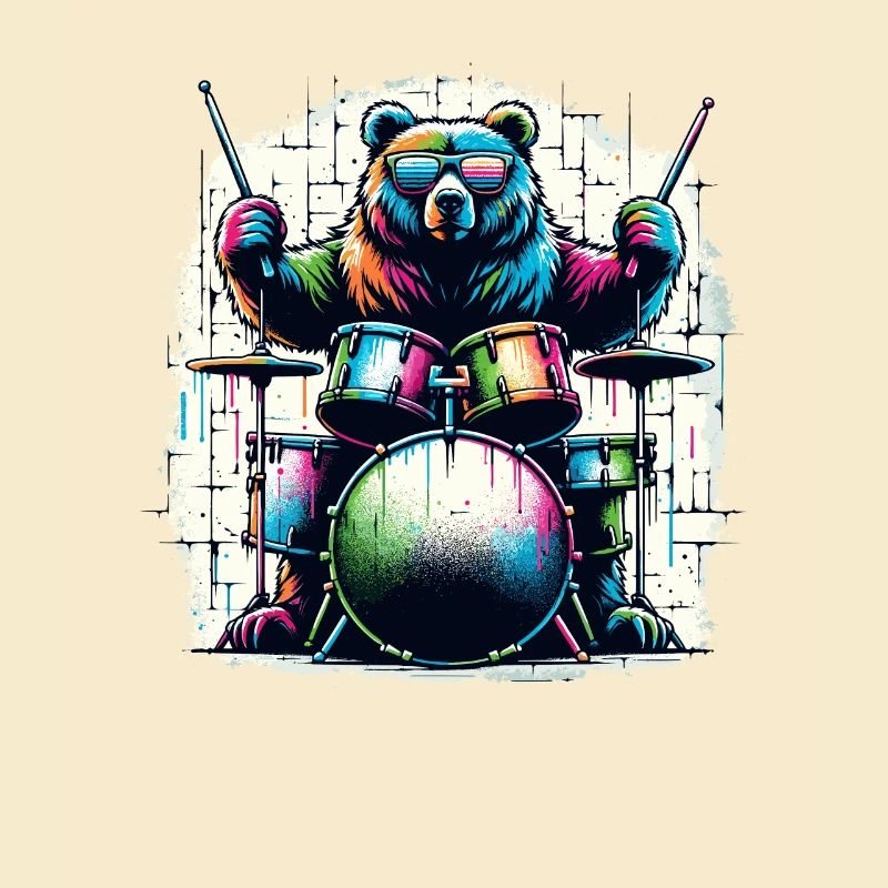 Bear Playing Drums Drum Drummer Drumming Drummers