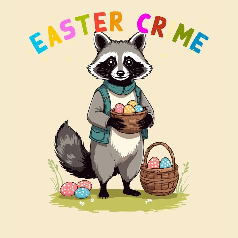 Easter Crime Raccoon Easter Bunny Design