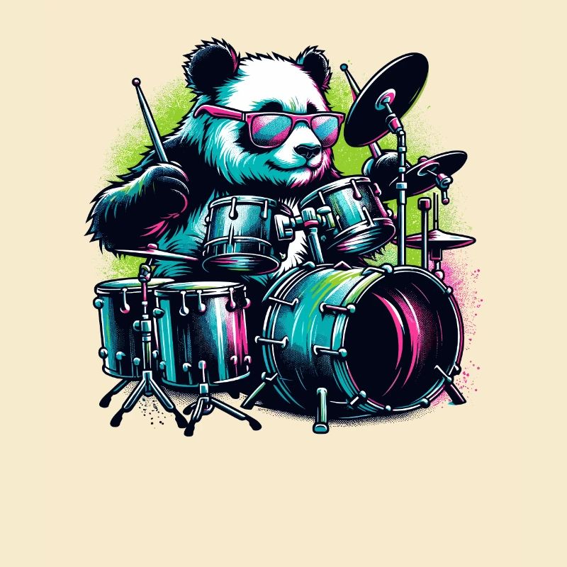 Panda Bear Playing Drums Drum Drummer Drumming