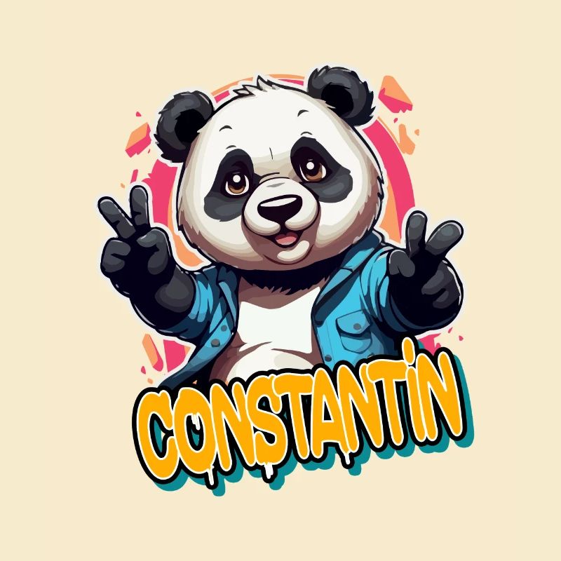 CONSTANTIN - Handsome Boy Name with Cool Panda