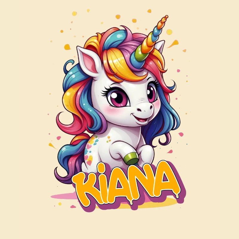 KIANA - Schöner Mädchen Name mit süßem Einhorn
