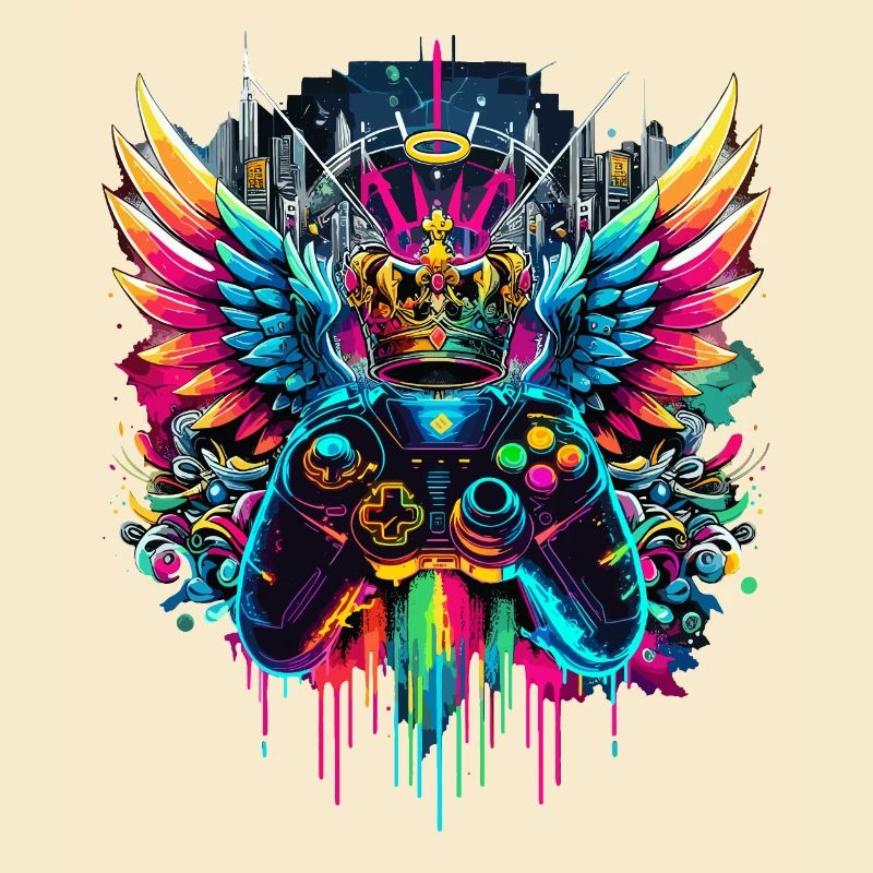 Gaming König Controller Flügel Graffiti