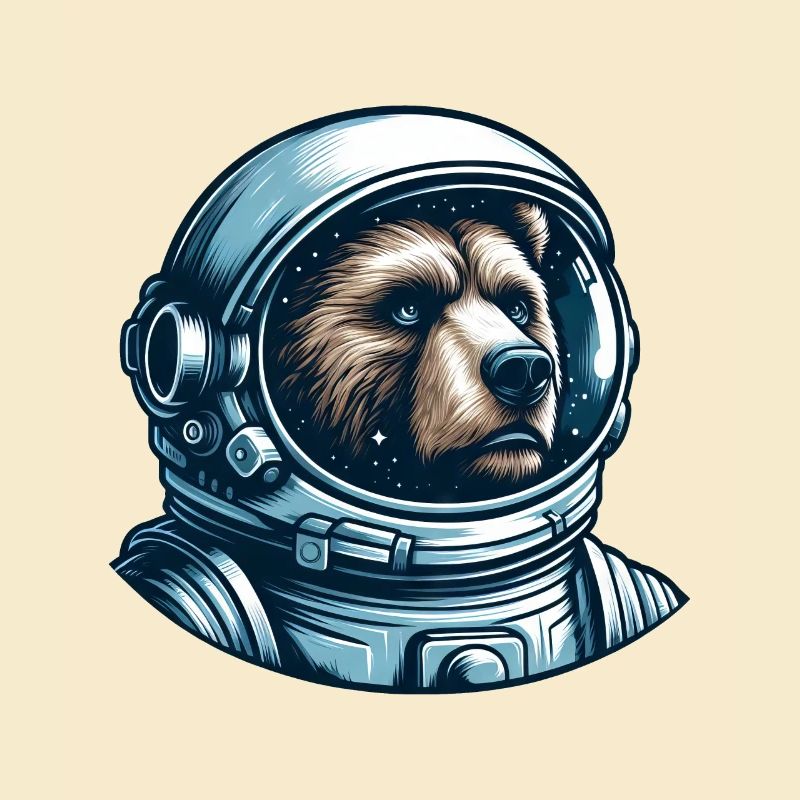 Pensive bear in outer space
