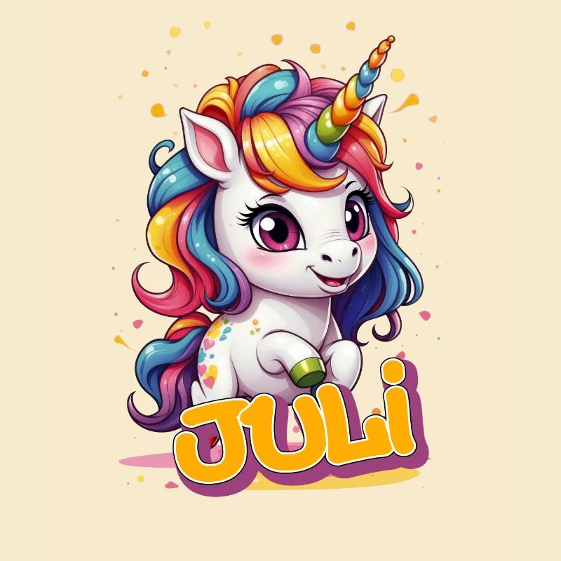 JULI - Schöner Mädchen Name mit süßem Einhorn