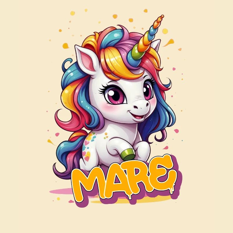MARE - Schöner Mädchen Name mit süßem Einhorn