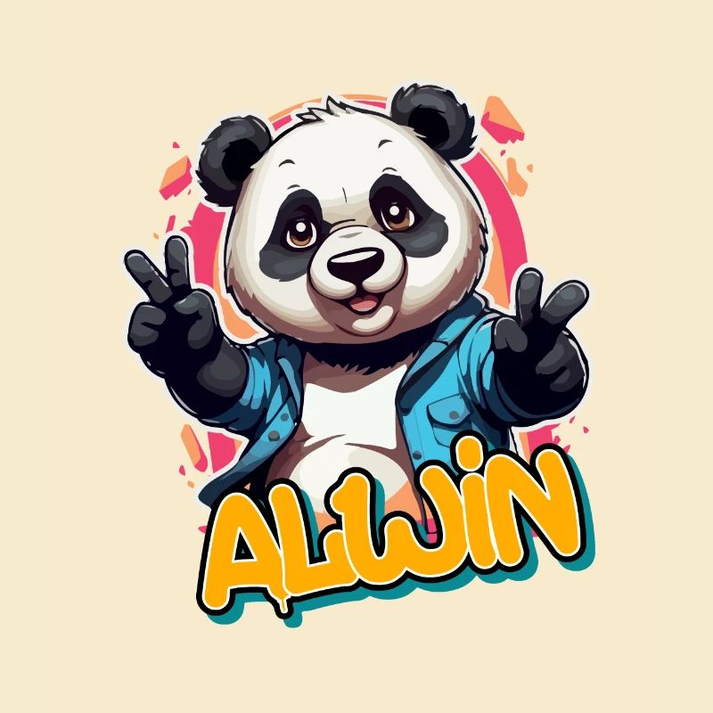 ALWIN - Handsome Boy Name with Cool Panda