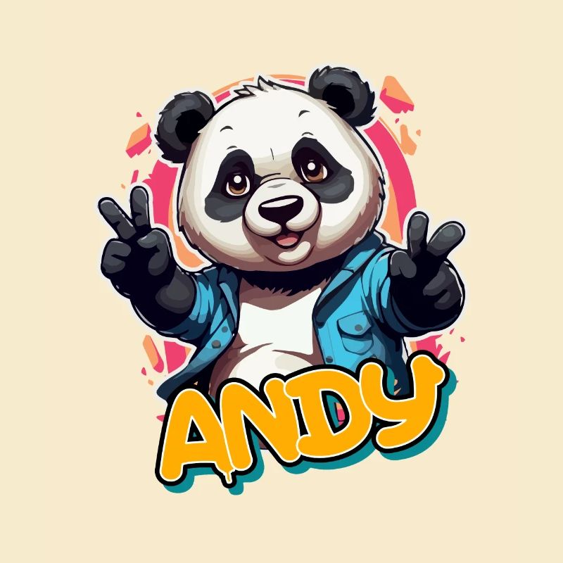 ANDY - Beau nom de garçon avec Cool Panda