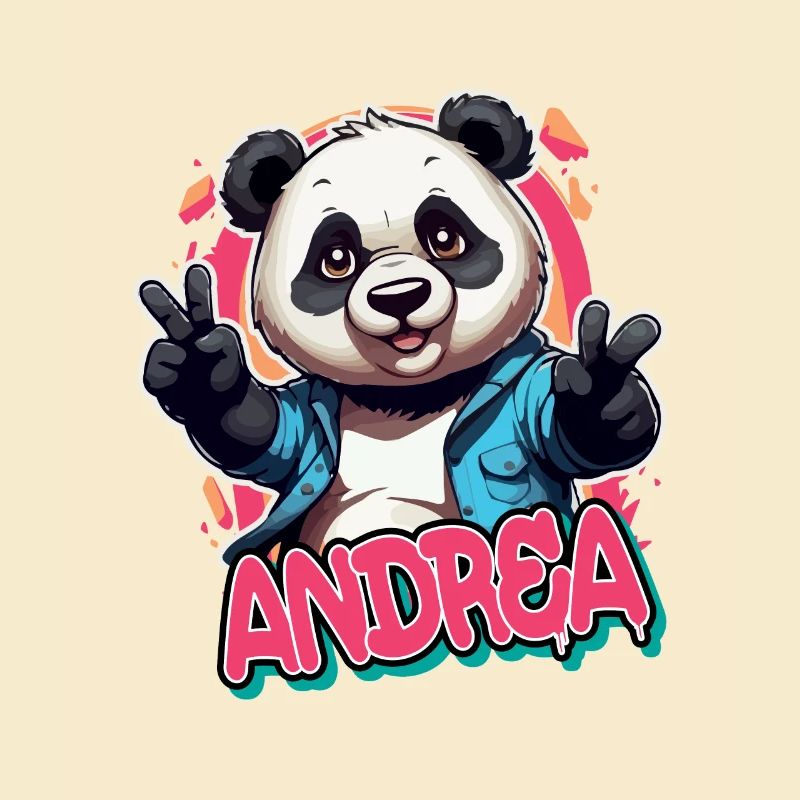 ANDREA - Schöner Mädchen Name mit coolem Panda