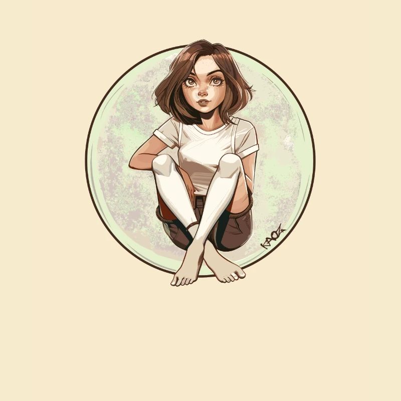 Sitzendes Anime-Mädchen