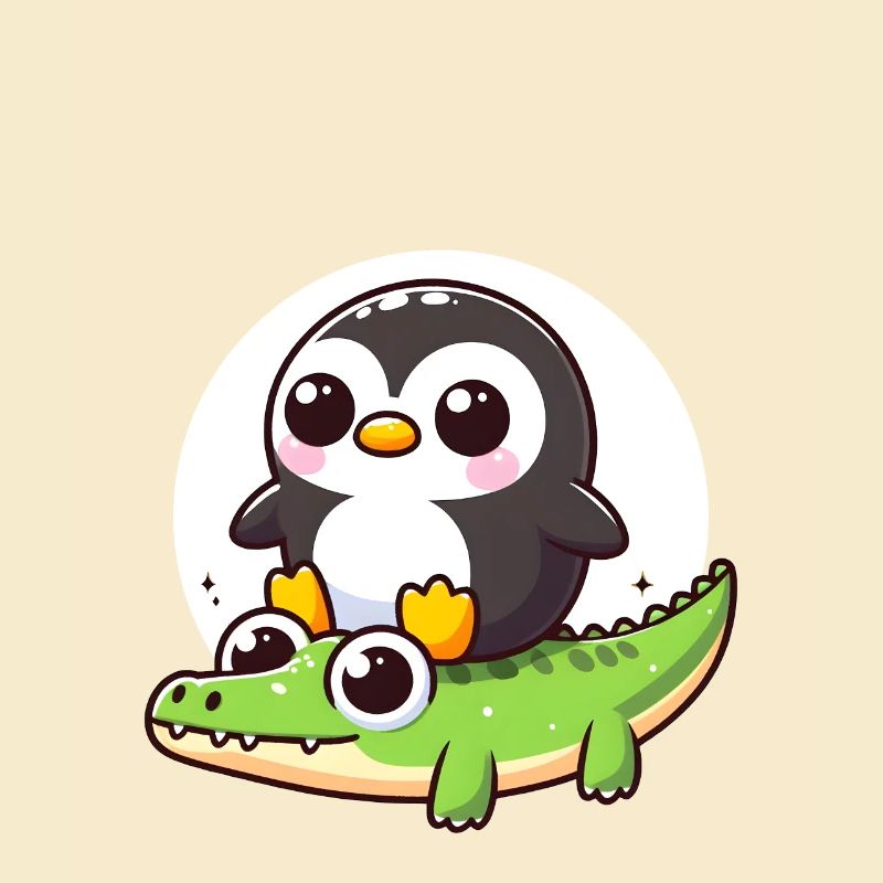 Penguin on crocodile