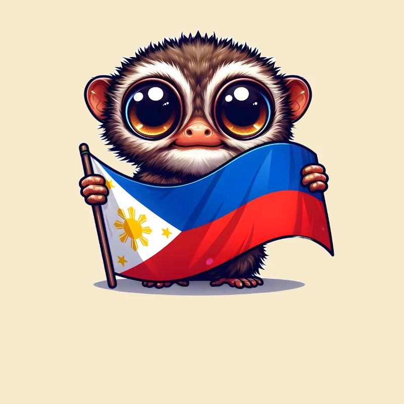 Tarsier avec drapeau philippin