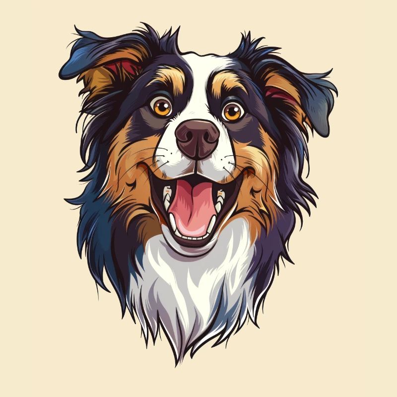 Australian Shepherd | Aussie | Cartoon Artwork