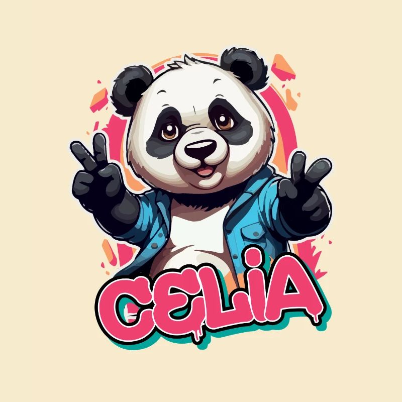 CELIA - Schöner Mädchen Name mit coolem Panda