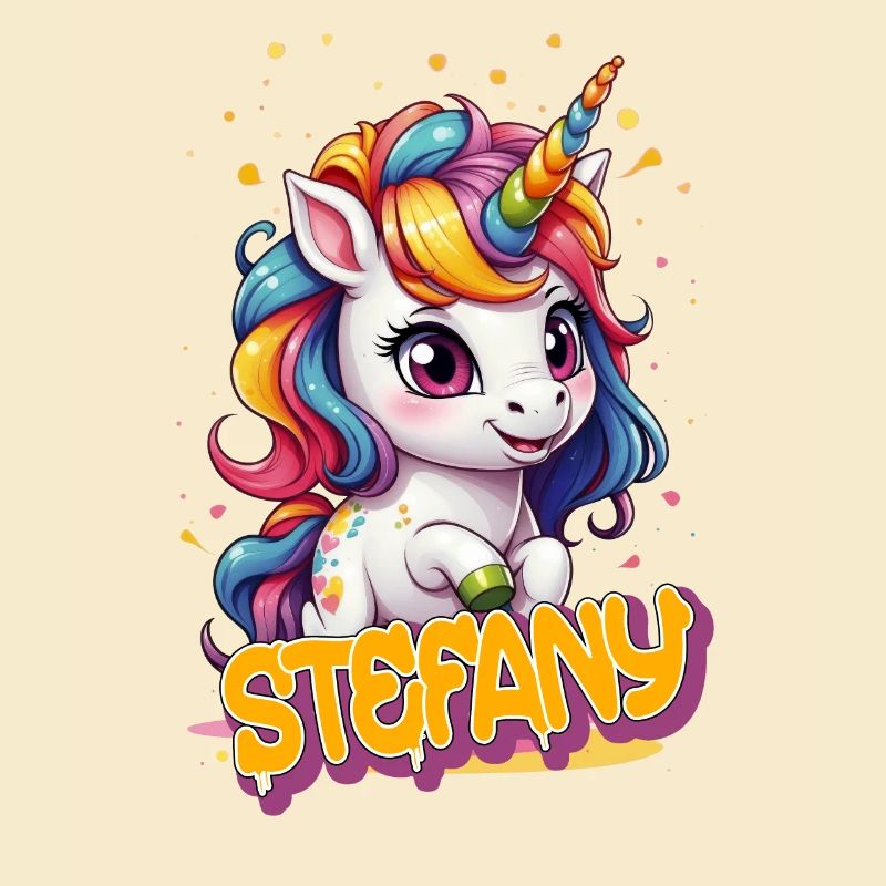 STEFANY - Schöner Mädchen Name mit süßem Einhorn