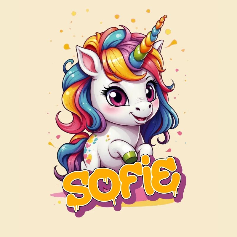 SOFIE - Schöner Mädchen Name mit süßem Einhorn