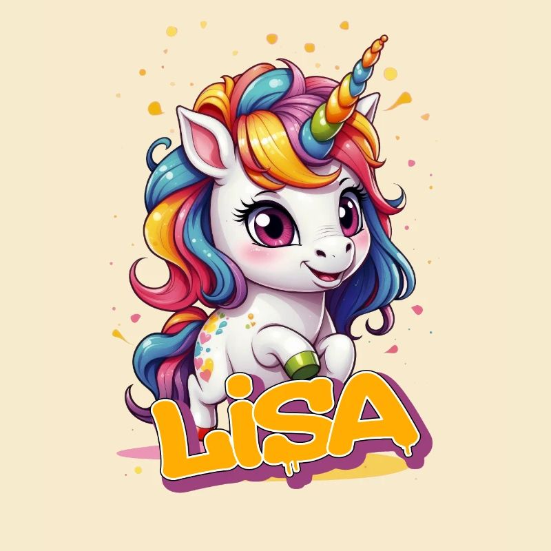 LISA - Schöner Mädchen Name mit süßem Einhorn