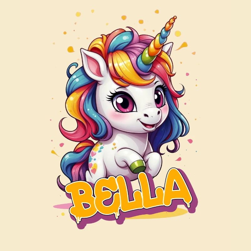 BELLA - Schöner Mädchen Name mit süßem Einhorn