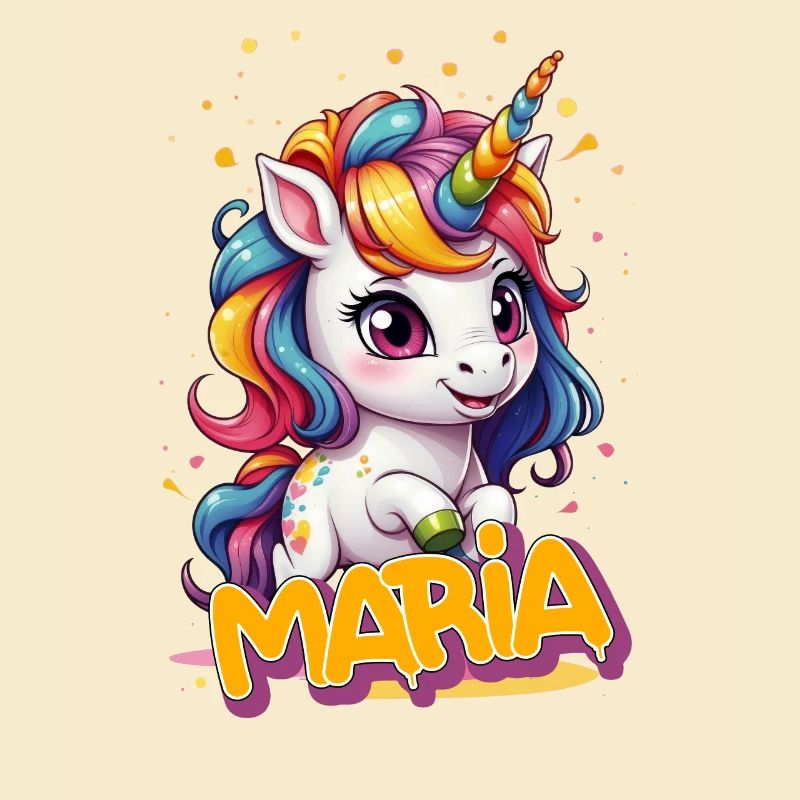 MARIA - Schöner Mädchen Name mit süßem Einhorn
