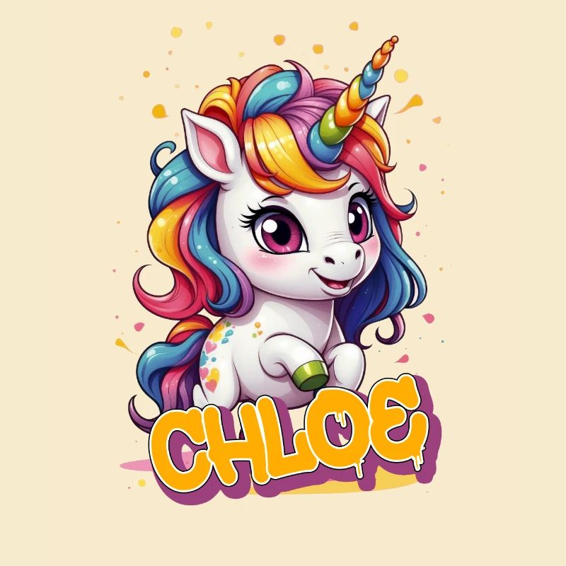 CHLOE - Schöner Mädchen Name mit süßem Einhorn