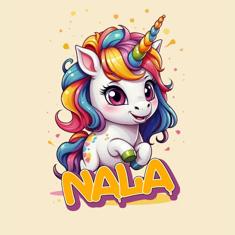 NALA - Schöner Mädchen Name mit süßem Einhorn