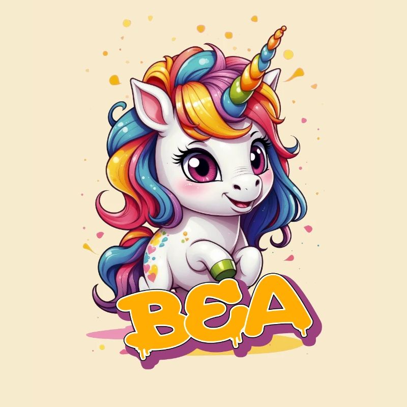 BEA - Schöner Mädchen Name mit süßem Einhorn