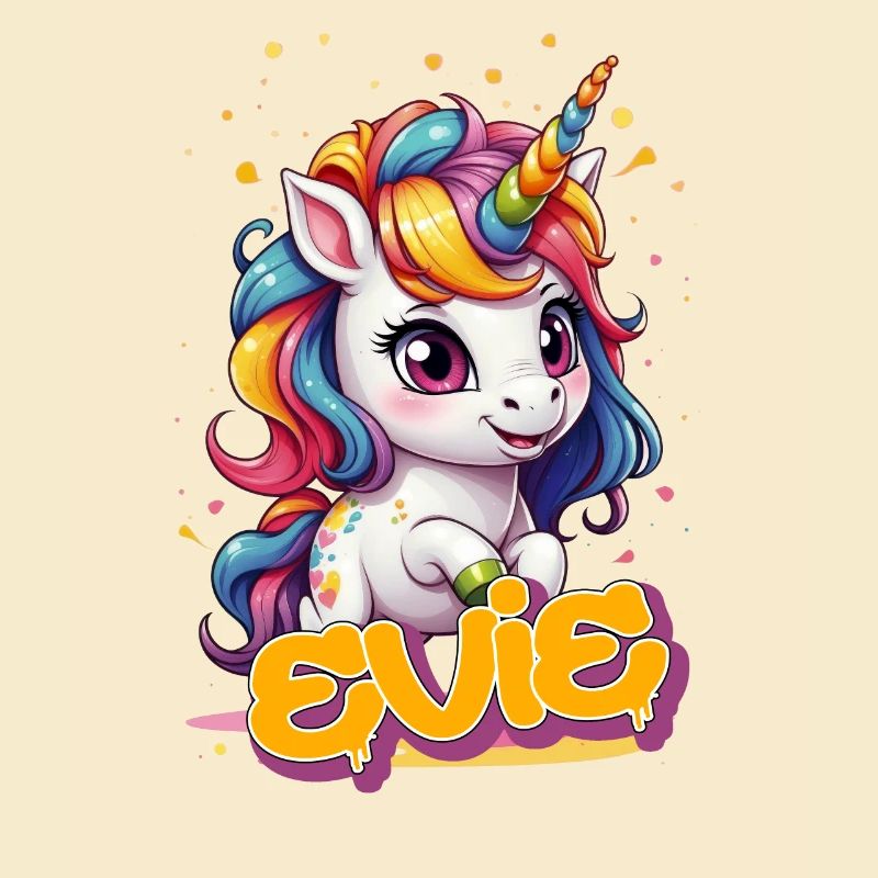 EVIE - Schöner Mädchen Name mit süßem Einhorn