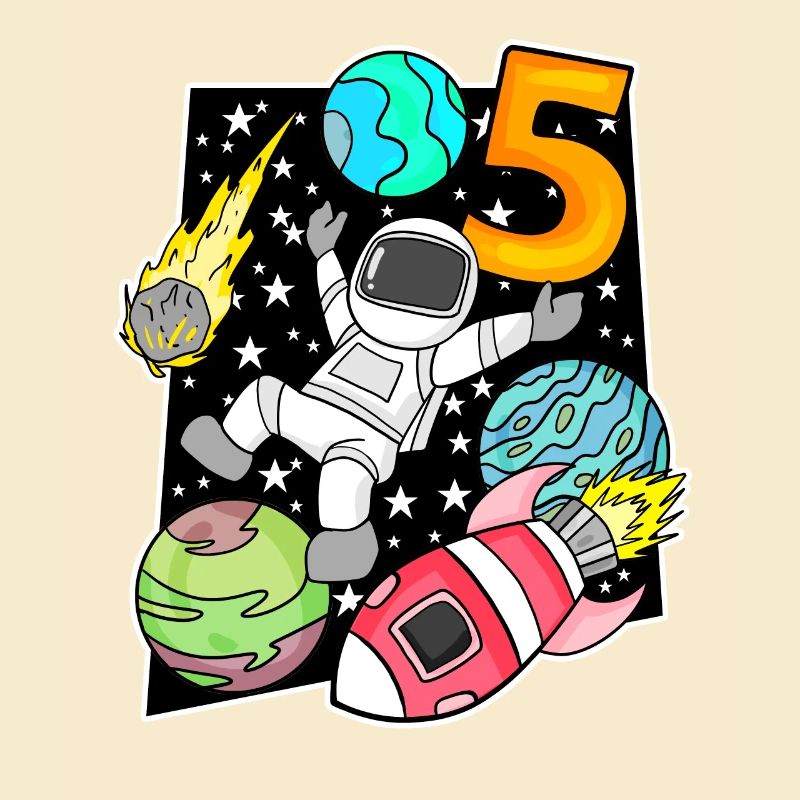 5e anniversaire Boy Astronaut Rocket