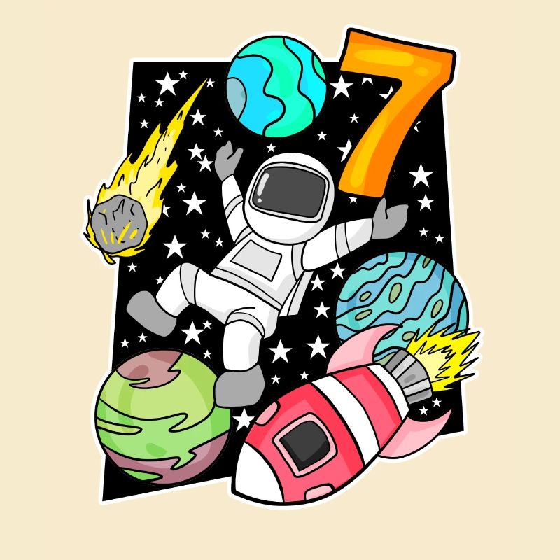 7 Geburtstag Junge Astronaut