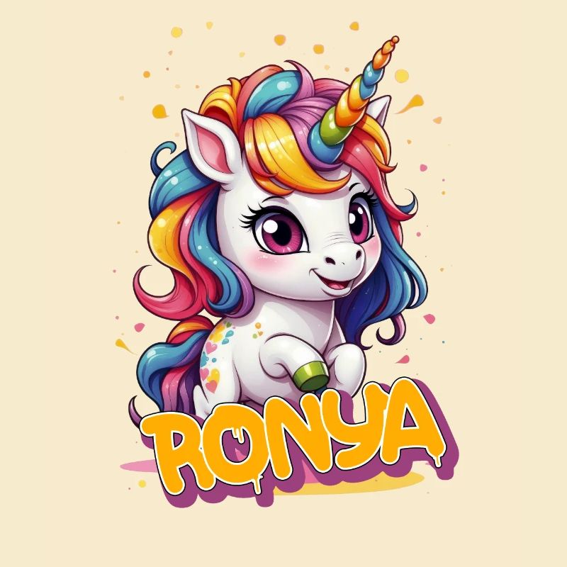 RONYA - Schöner Mädchen Name mit süßem Einhorn
