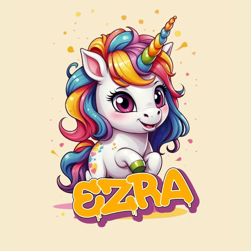 EZRA - Schöner Mädchen Name mit süßem Einhorn