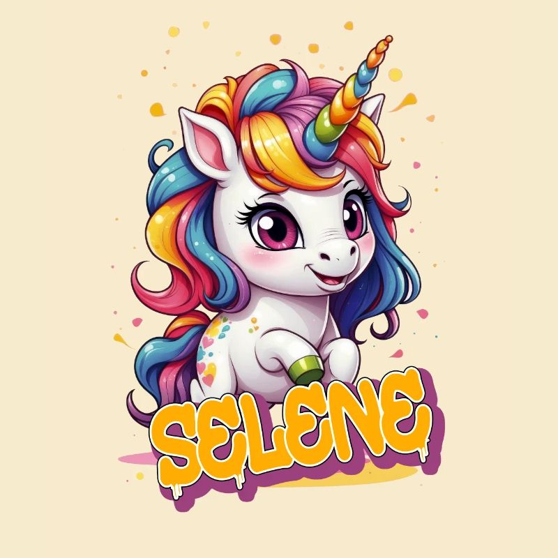 SELENE - Schöner Mädchen Name mit süßem Einhorn