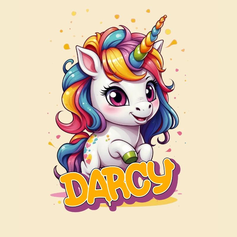 DARCY - Schöner Mädchen Name mit süßem Einhorn