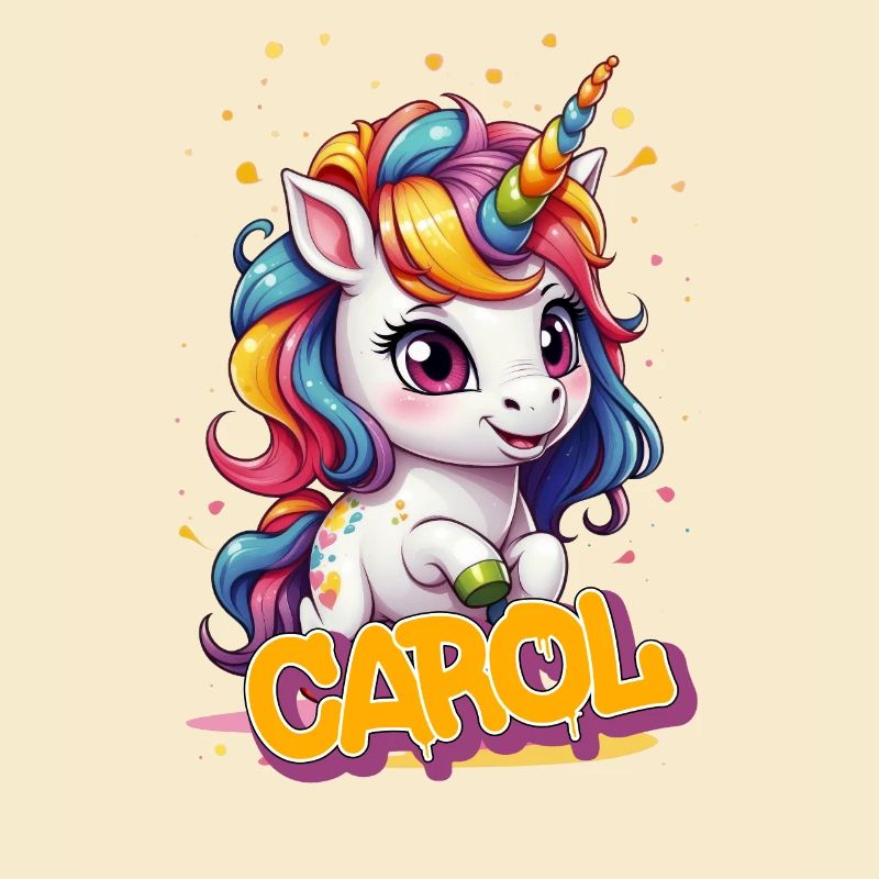 CAROL - Schöner Mädchen Name mit süßem Einhorn