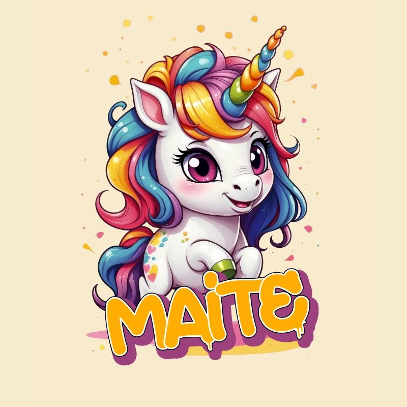 MAITE - Schöner Mädchen Name mit süßem Einhorn