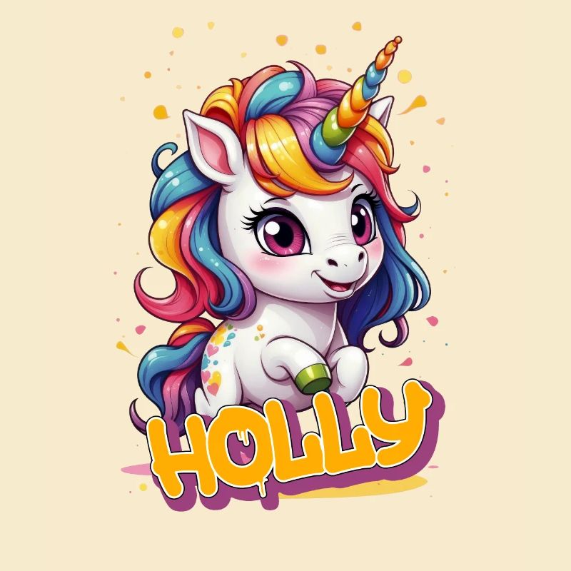 HOLLY - Schöner Mädchen Name mit süßem Einhorn