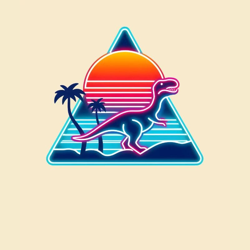 Retro Dinosaur in 80s Triangle