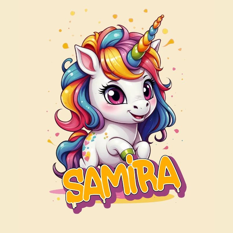 SAMIRA - Schöner Mädchen Name mit süßem Einhorn
