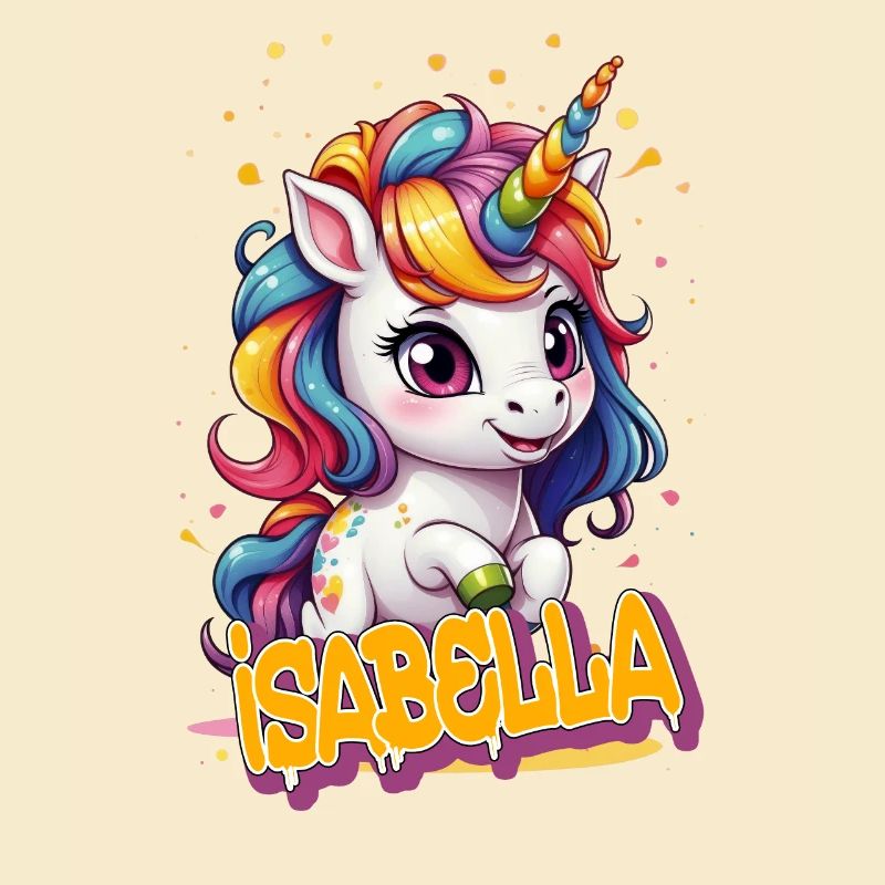 ISABELLA - Schöner Mädchen Name mit süßem Einhorn