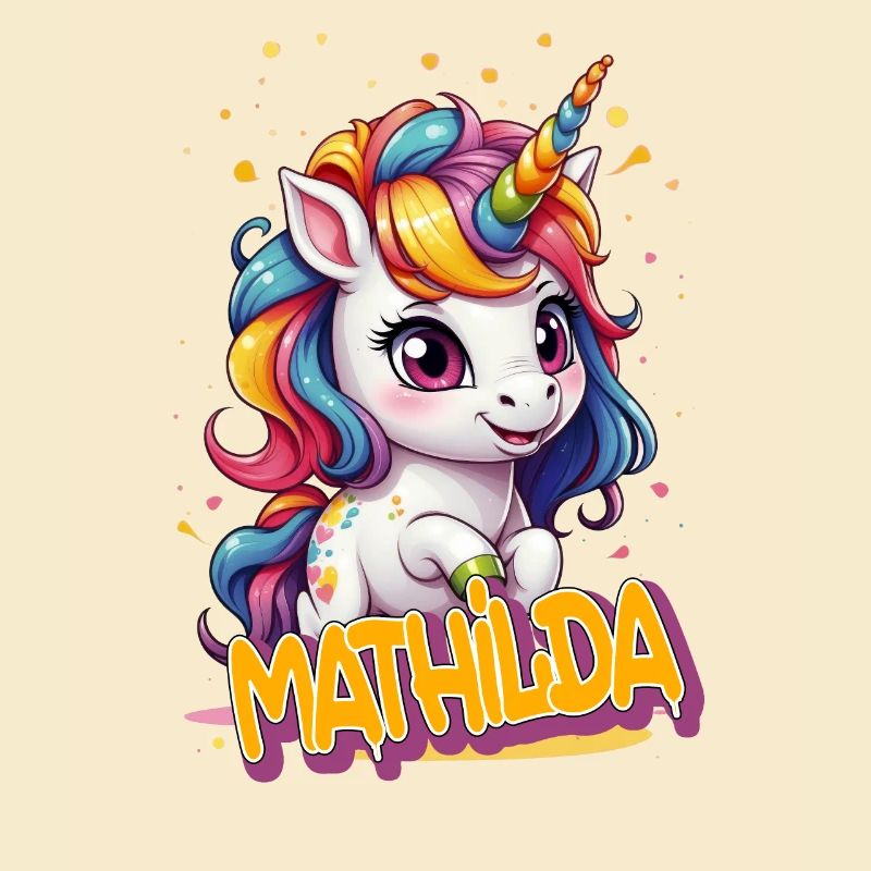 MATHILDA - Schöner Mädchen Name mit süßem Einhorn