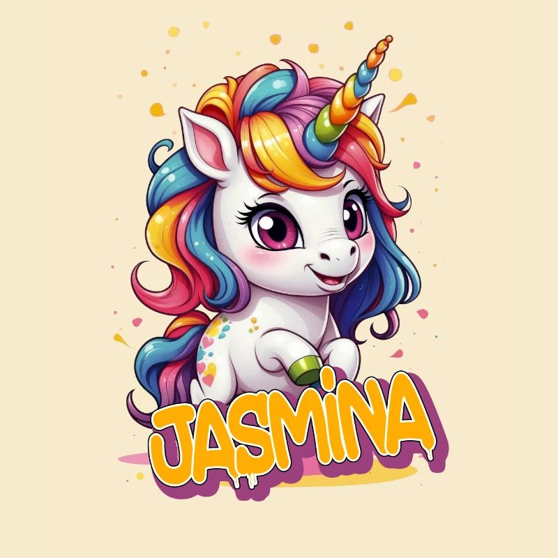 JASMINA - Schöner Mädchen Name mit süßem Einhorn